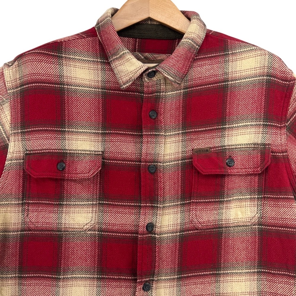 ORVIS XXL Plaid Flannel Shirt Jacket Shacket Mens Heavyweight Red Gorpcore Big